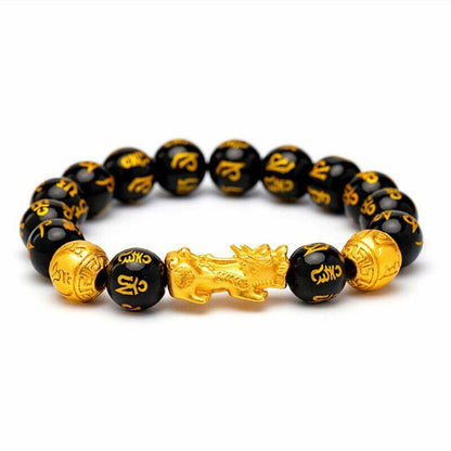 Feng Shui Black Obsidian Beads Bracelet