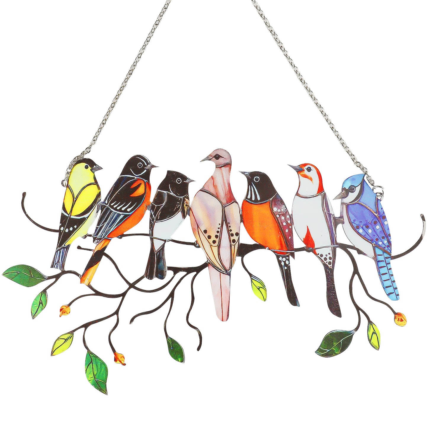 7 Bird Colorful Stained Home Decor