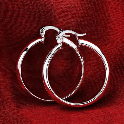 . Silver plated Round Hoop Earring