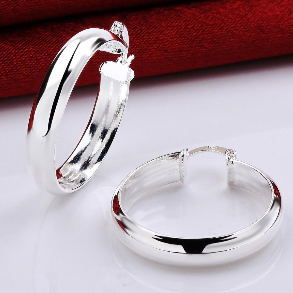 . Silver plated Round Hoop Earring