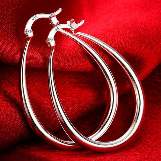 Silver plated Smooth Circle Big Hoop Earrings