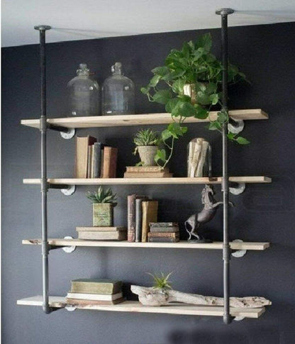 Industrial Retro Wall Mount Iron Pipe Shelf Hung Bracket DIY Storage Bookshelf