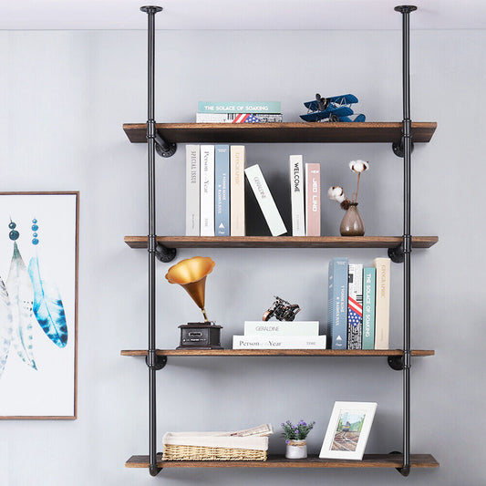 Industrial Retro Wall Mount Iron Pipe Shelf Hung Bracket DIY Storage Bookshelf