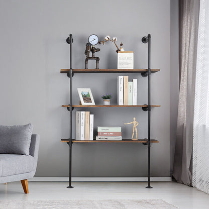 Industrial Retro Wall Mount Iron Pipe Shelf Hung Bracket DIY Storage Bookshelf