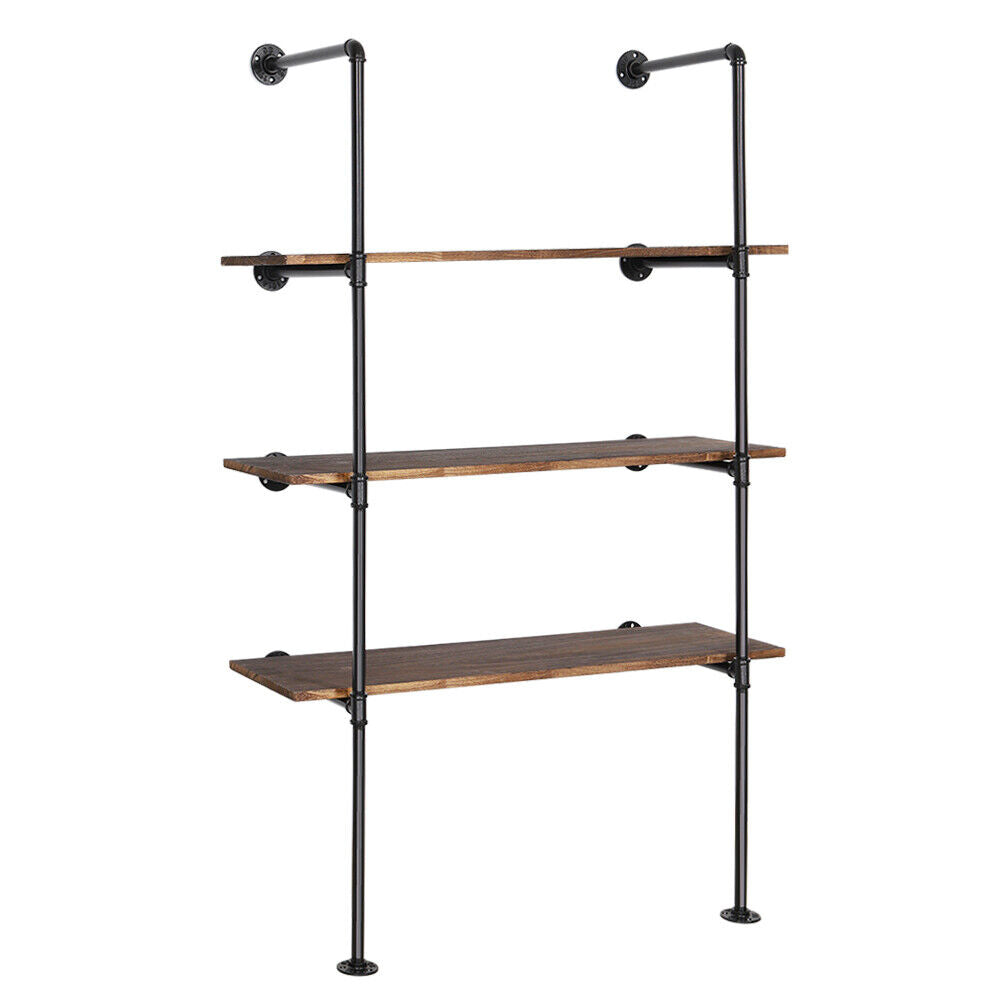 Industrial Retro Wall Mount Iron Pipe Shelf Hung Bracket DIY Storage Bookshelf