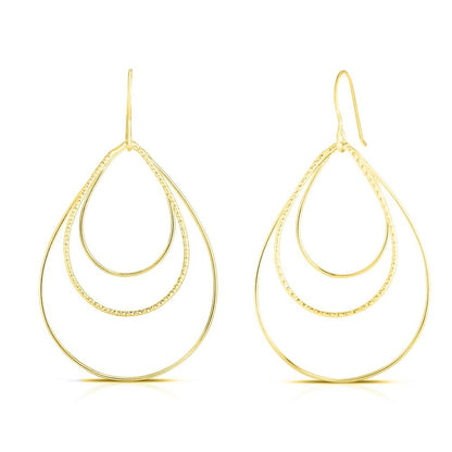 Italian .925 Sterling Silver Tear Drop Hoop Earrings