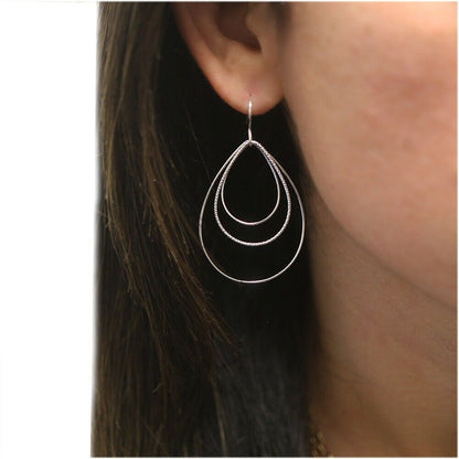 Italian 925 Sterling Silver Hoop Hook Earrings