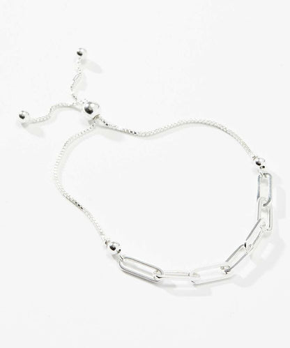 Sterling Silver Adjustable Paper Clip Bracelet