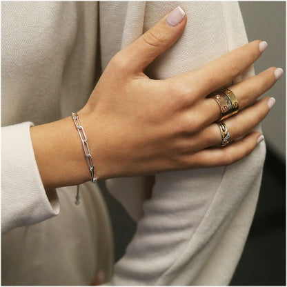 Sterling Silver Adjustable Paper Clip Bracelet