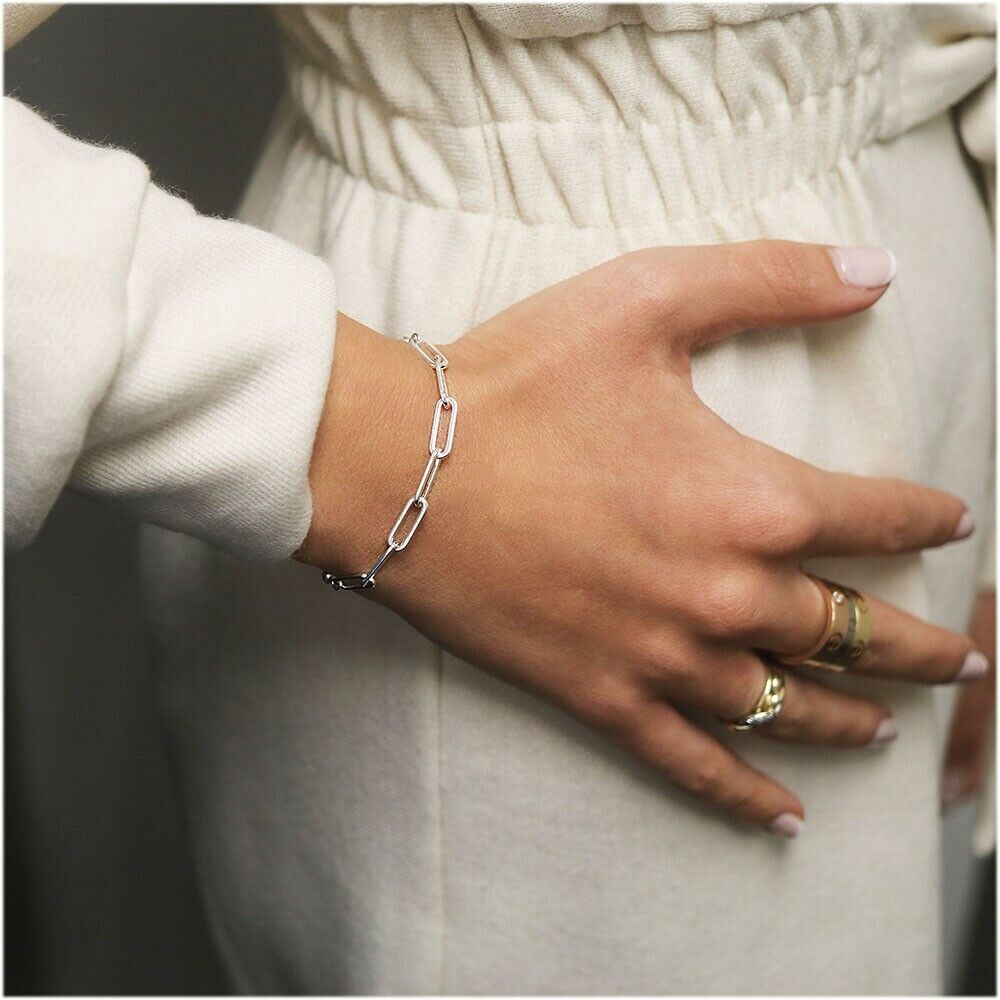 Sterling Silver Adjustable Paper Clip Bracelet