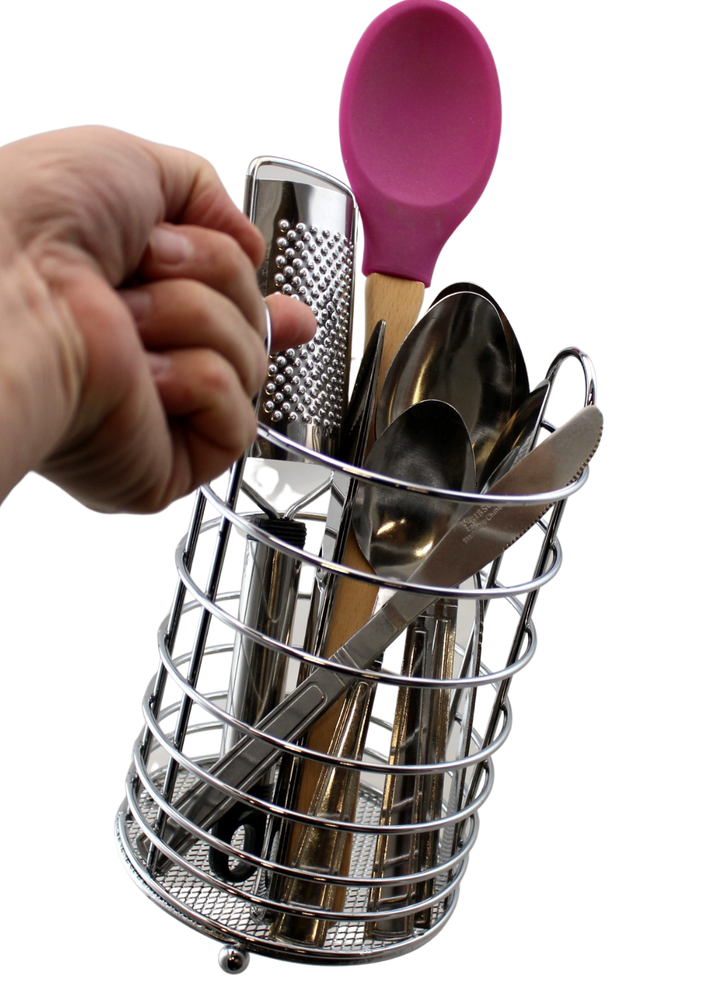 Kitchen Utensil Holder - Silver Chrome Finish (6162)