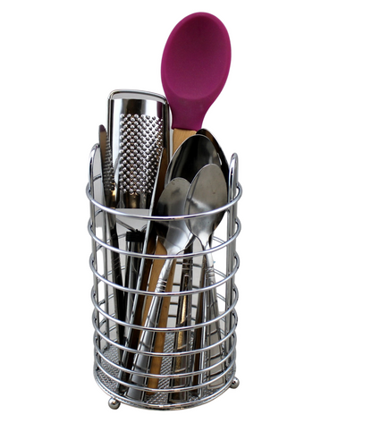 Kitchen Utensil Holder - Silver Chrome Finish (6162)