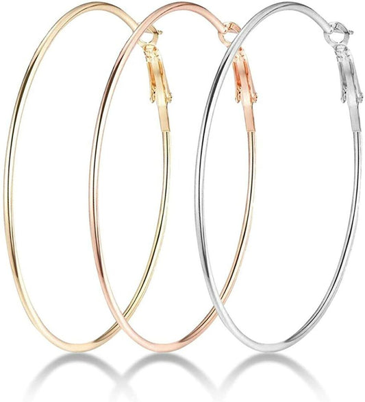 3 Pair Stainless Steel Hoop Earrings