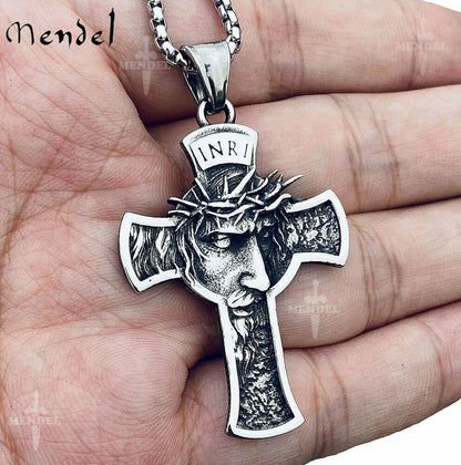 Stainless Steel Jesus Cross Pendant Necklace