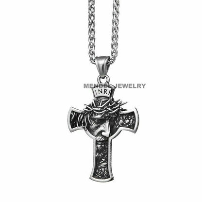 Stainless Steel Jesus Cross Pendant Necklace