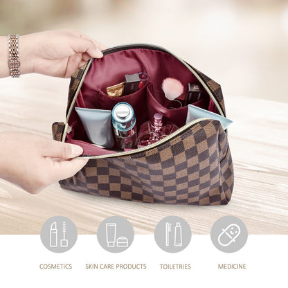 Makeup Bag Checkered Cosmetic Bag