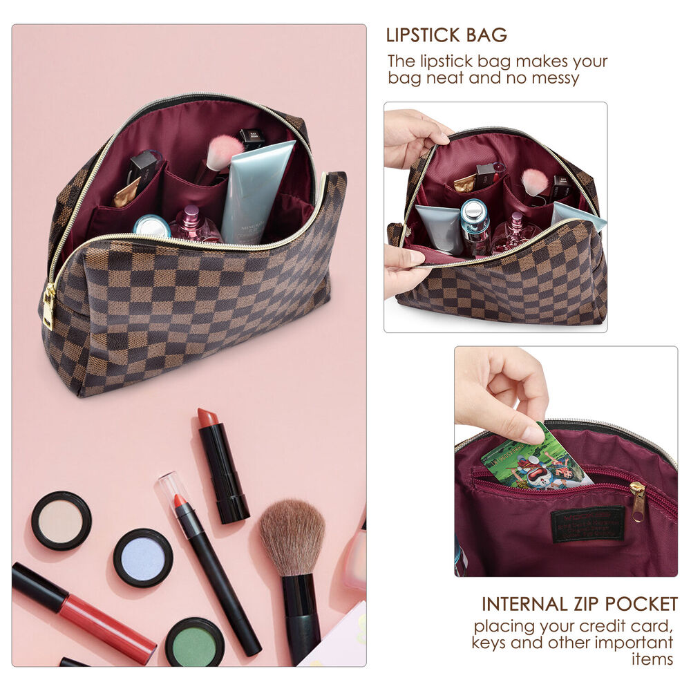 Makeup Bag Checkered Cosmetic Bag