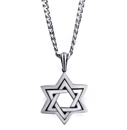 Men Large Jewish Symbol Star Chain Set