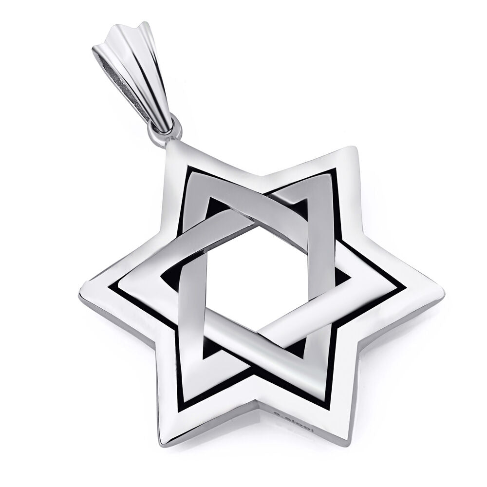 Men Large Jewish Symbol Star Chain Set