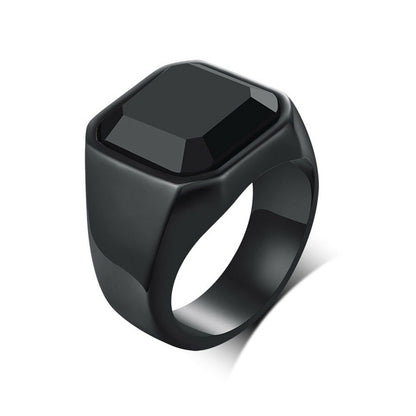 Mens Stainless Steel Black Ring