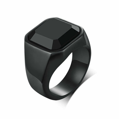 Mens Stainless Steel Black Ring