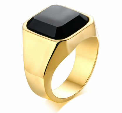 Mens Stainless Steel Black Ring