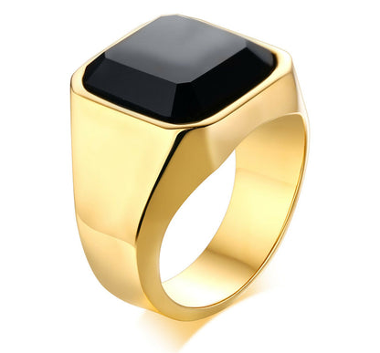 Mens Stainless Steel Black Ring