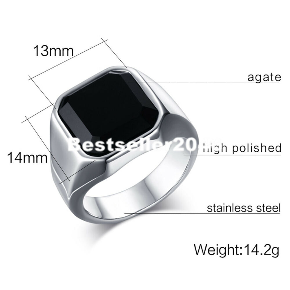 Mens Stainless Steel Black Ring