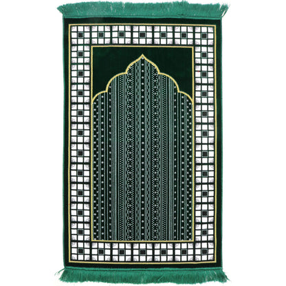 Modefa Islamic Muslim Velvet Janamaz Rug - Green