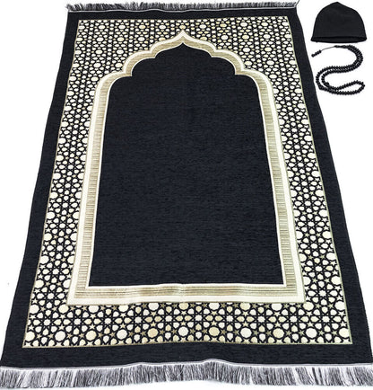 Modefa Turkish Islamic Prayer Mat - Black