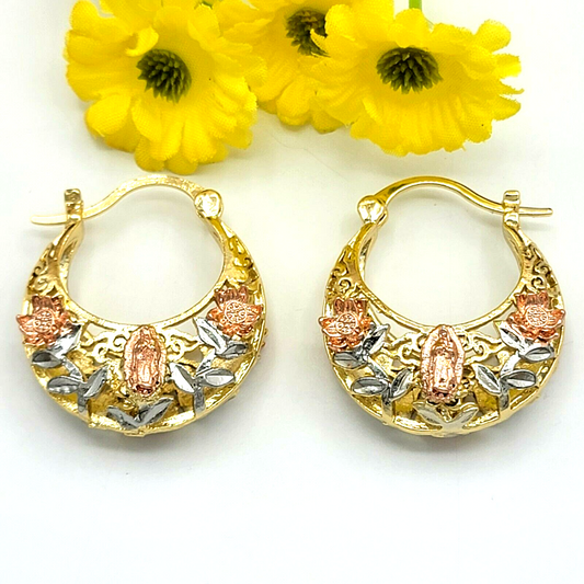 Our Lady of Guadalupe Hoop Basket Earrings