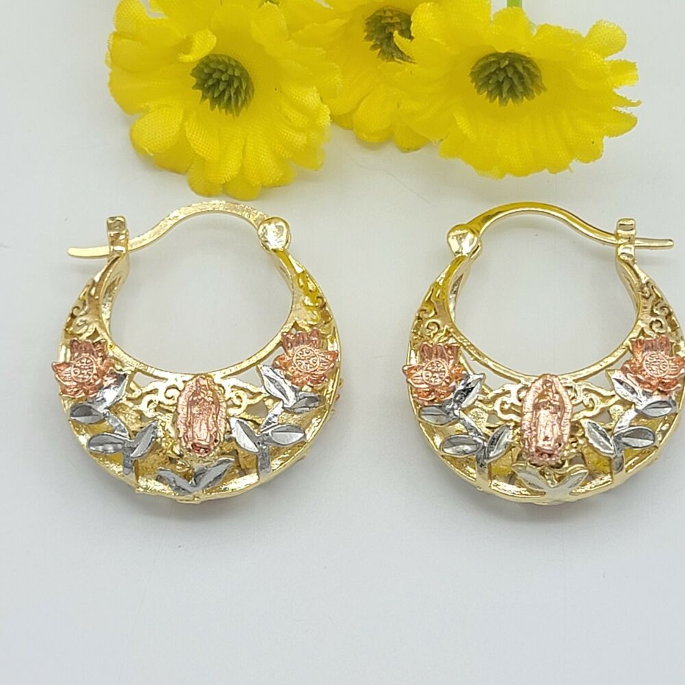 Our Lady of Guadalupe Hoop Basket Earrings