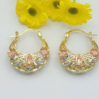 Our Lady of Guadalupe Hoop Basket Earrings