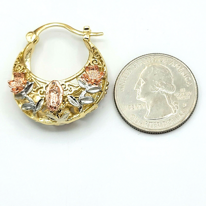 Our Lady of Guadalupe Hoop Basket Earrings