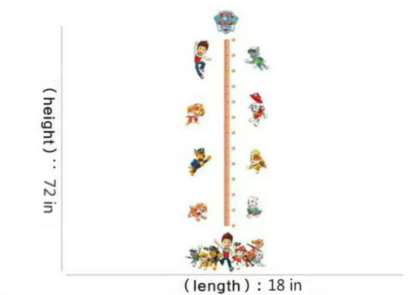 US 3D Wall Stickers Height Chart Paw Patrol Kids Room Decal Wallpaper Removable