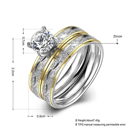 Stainless Steel Bridal Engagement Set Ring