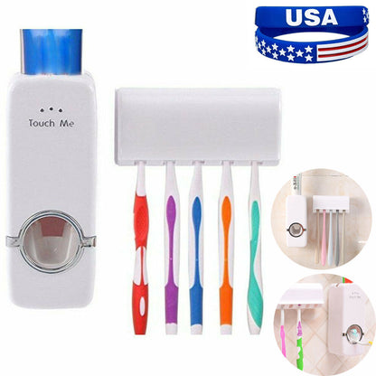 Toothpaste Dispenser + 5 Toothbrush Holder