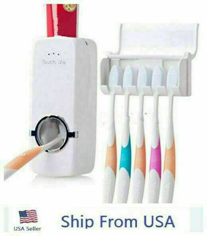 Toothpaste Dispenser + 5 Toothbrush Holder