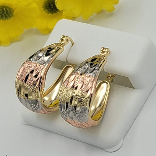 Tri-Color Gold Plated Earrings.