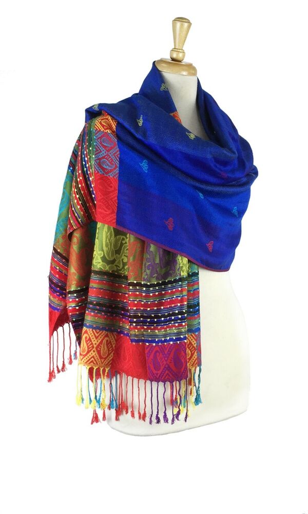 Reversible Rainbow Pashmina Scarf Shawl