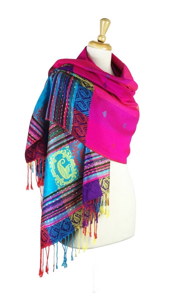 Reversible Rainbow Pashmina Scarf Shawl