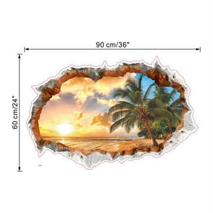 3D Wall Stickers Beach Palm Tree Wallpaper