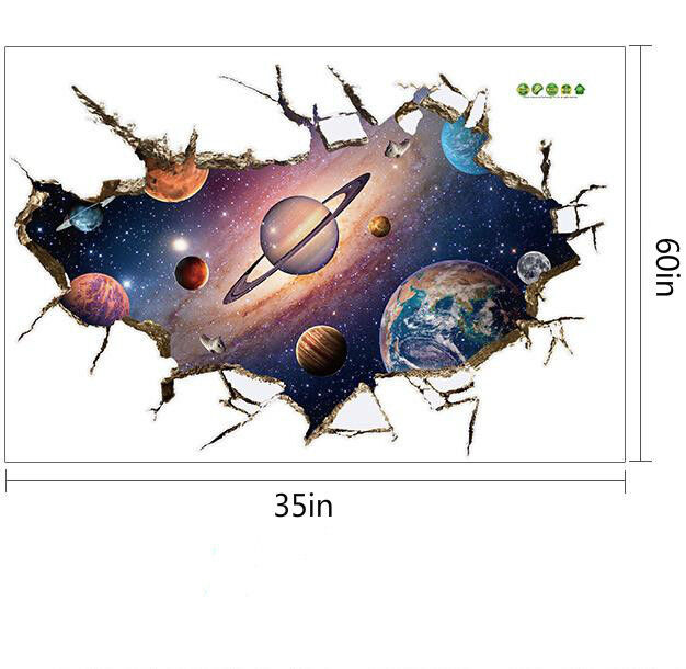 US 3D Wall Stickers Space Room Decal Wallpaper Removable