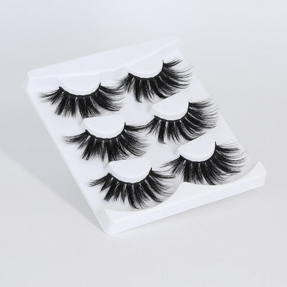 US 3 Pairs 100% Real Mink 5D Volume Eye Lashes