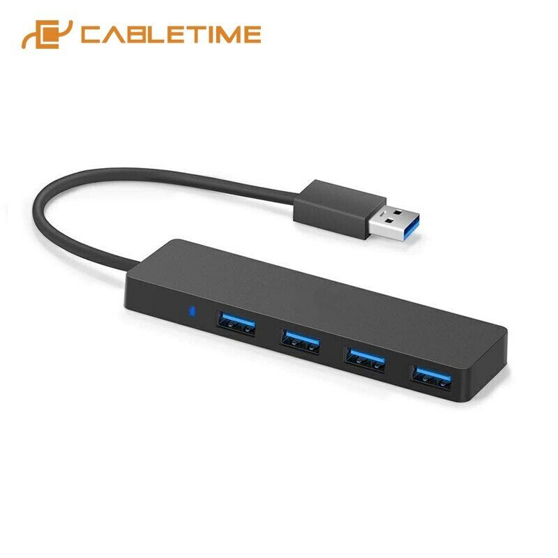 USB 3.0 Hub 4-Port Adapter Mac Laptop Desktop