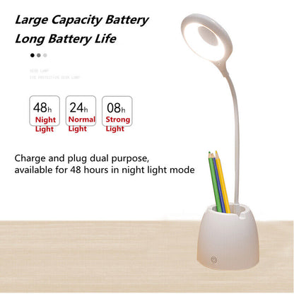 USB LED Desk Light Dimmable Bedside Reading Lamp