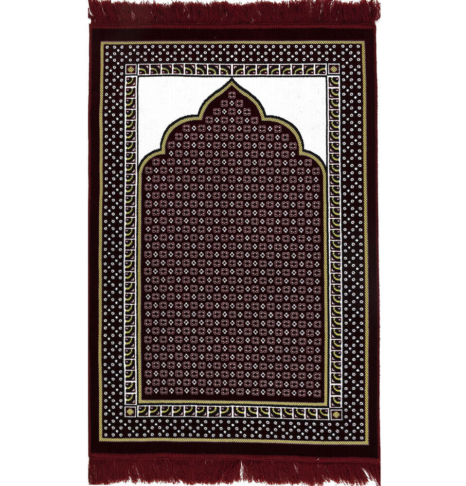 Velvet Dancing Rose Vine Islamic Prayer Rug- Red