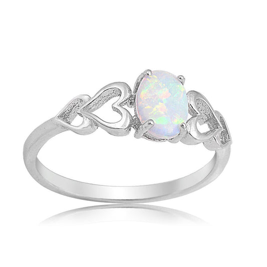 White Opal Cutout Promise Ring