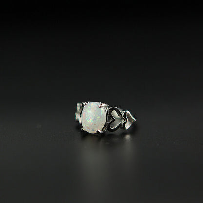 White Opal Cutout Promise Ring