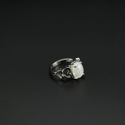 White Opal Cutout Promise Ring